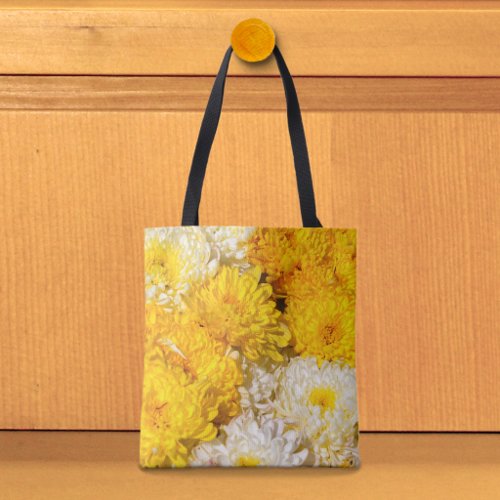 White and Yellow Chrysanthemums Tote Bag