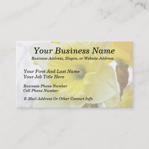 White And Yellow Daffodil Business Card Templates