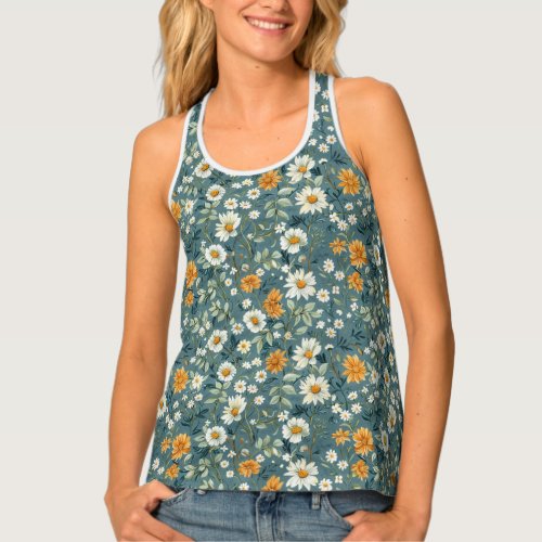 White and Yellow Daisies Tank Top