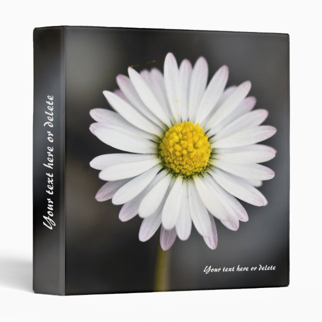 White and Yellow Daisy 3 Ring Binder (Front/Spine)