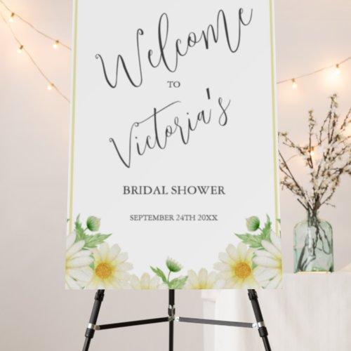 White and Yellow Daisy Floral Bridal Shower Foam Board