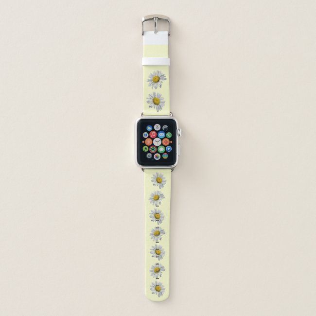 White and Yellow Daisy Flowers Apple Watch Band