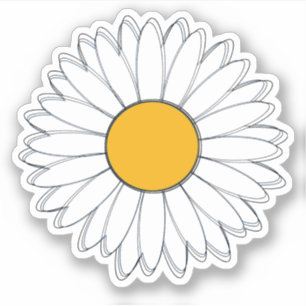 White and Yellow Daisy Graphic Sticker