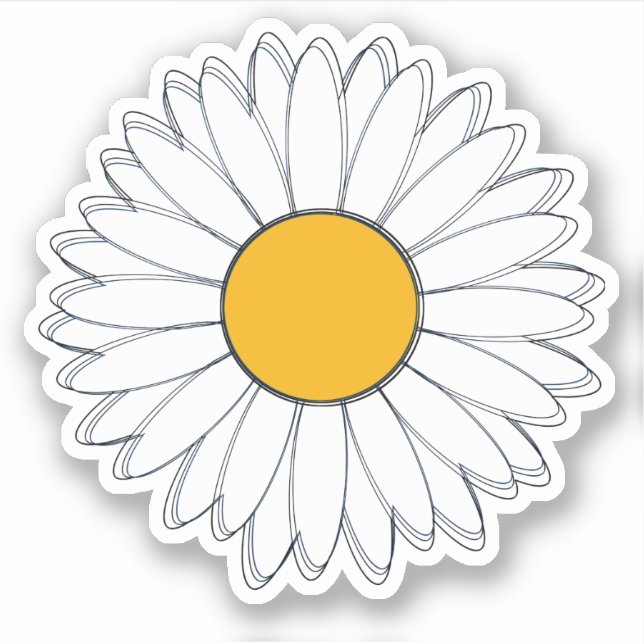 White and Yellow Daisy Graphic Sticker (Front)