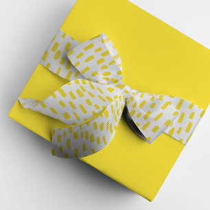 White and Yellow Dashing Dots Grosgrain Ribbon