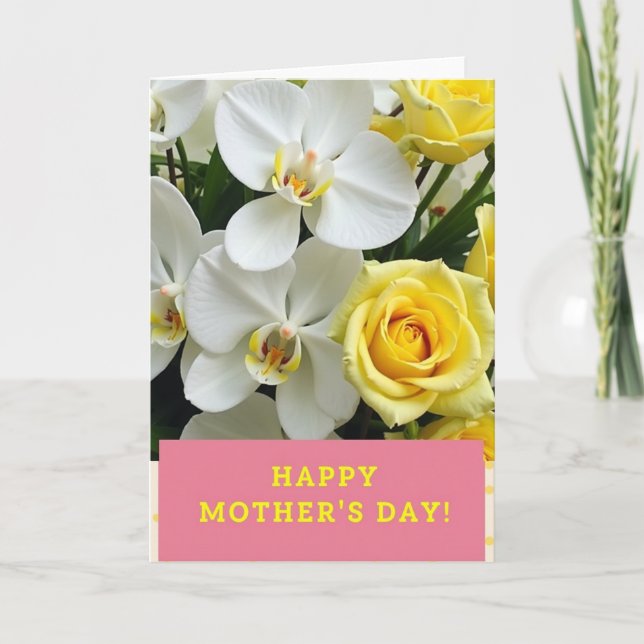 White And Yellow Floral Card (Front)