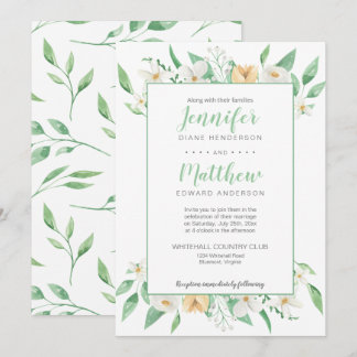 White and Yellow Floral Framed Wedding Invitation