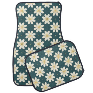 White and Yellow flower pattern Car Floor Mat