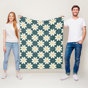 White and Yellow flower pattern Fleece Blanket