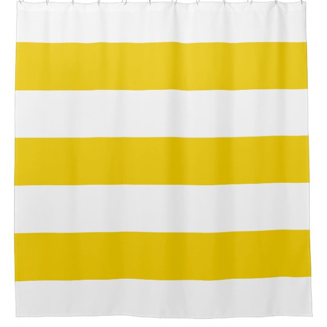 White and Yellow Horizontal Stripes Shower Curtain (Front)