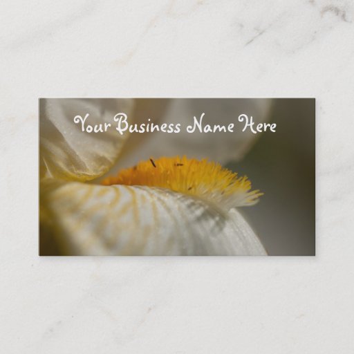 Customizable White and Yellow Iris; Promotional Business Card