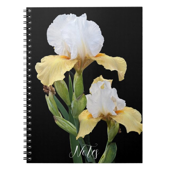 White and Yellow Irises Floral Notebook (Front)