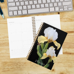 White and Yellow Irises Floral Planner