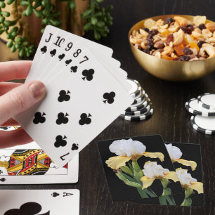 White and Yellow Irises on Black Floral Poker Cards