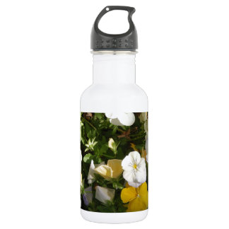 White And Yellow Pansies Water Bottle