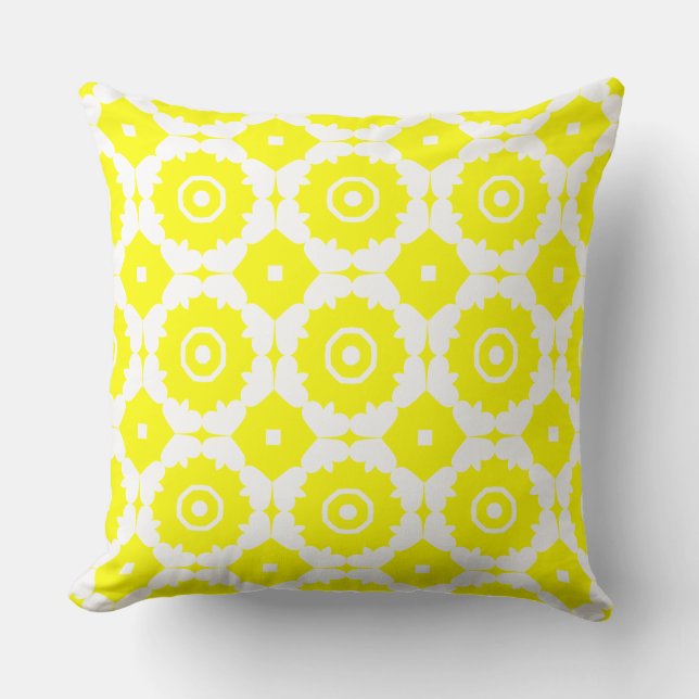 White and yellow pattern design throw pillow (Front)
