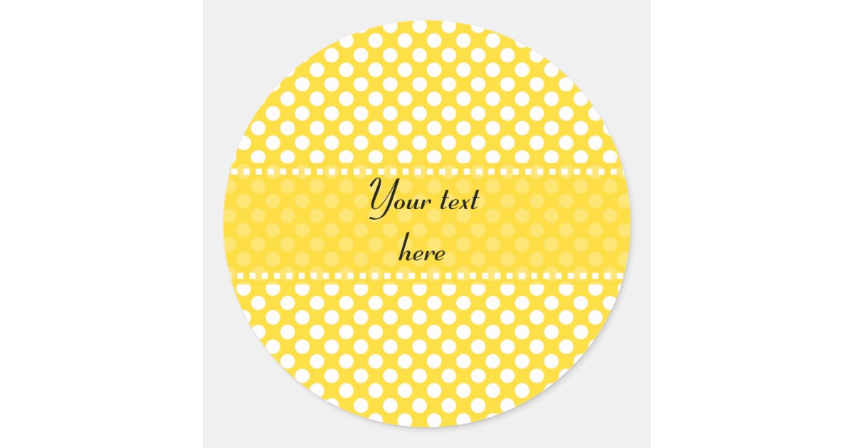 White and Yellow Polka Dot Classic Round Sticker | Zazzle