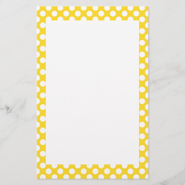 White and Yellow Polka Dot Stationery (Front)