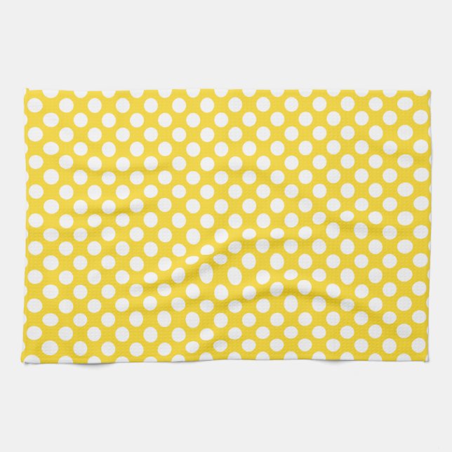 White and Yellow Polka Dot Towel (Horizontal)