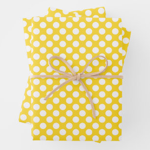 White and Yellow Polka Dot Wrapping Paper Sheets