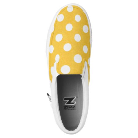 White And Yellow Polka Dots Zip Shoes