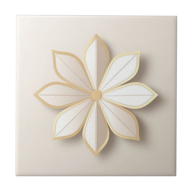 White and yellow simple  floral ceramic tile (Front)