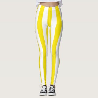 White and yellow, vertical lines, stripes pattern leggings