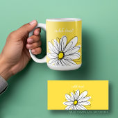 White and Yellow Whimsical Daisy Custom Text Coffee Mug