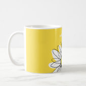 White and Yellow Whimsical Daisy Custom Text Coffee Mug (Left)