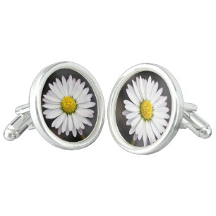 White and yellow wild daisy cufflinks