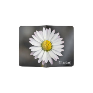 White and Yellow Wild Daisy Passport Holder