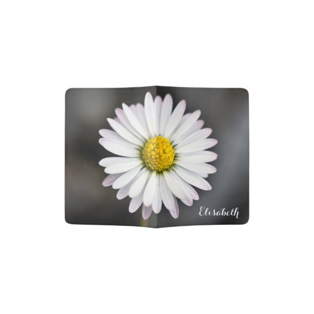 White and Yellow Wild Daisy Passport Holder (Opened)