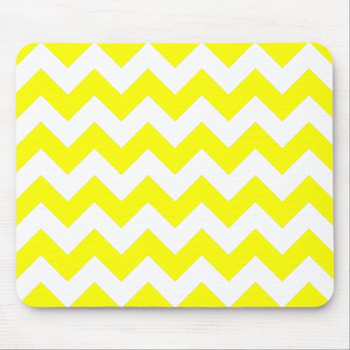 White and Yellow Zigzag Pattern Mouse Pad