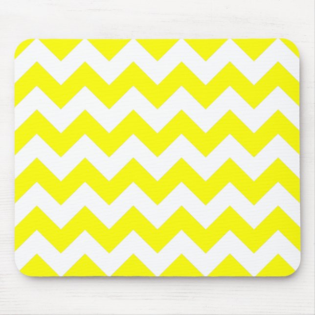 White and Yellow Zigzag Pattern Mouse Pad (Front)