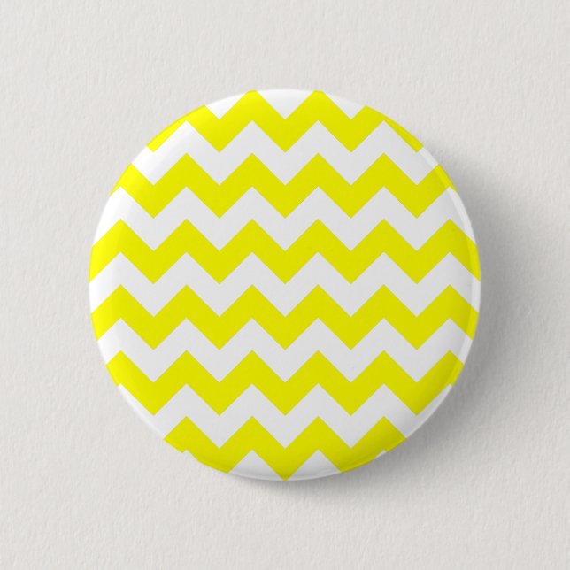 White and Yellow Zigzag Pattern Pinback Button (Front)