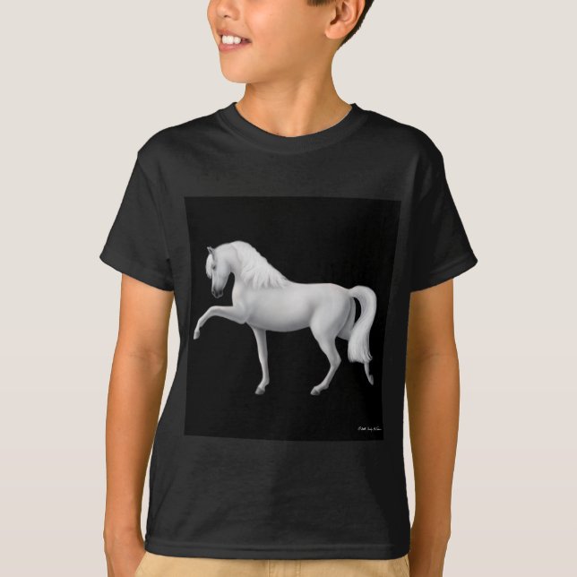 White Andalusian Horse Kids Dark T-Shirt (Front)