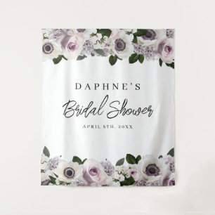 White Anemone and Purple Floral Shower Backdrop