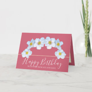 White Anemone Botanical Elegant Happy Birthday Card