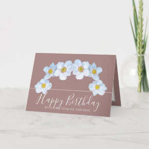 White Anemone Botanical Elegant Happy Birthday Card