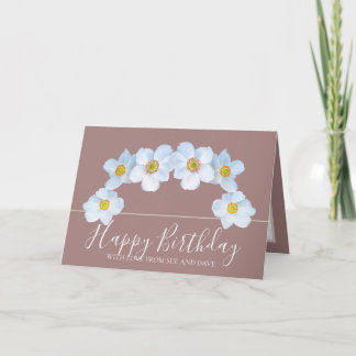 White Anemone Botanical Elegant Happy Birthday Card