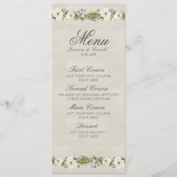 White Anemone Floral Wedding Menu by My_Wedding_Bliss at Zazzle