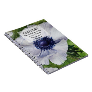 White Anemone Flower Gratitude Notebook