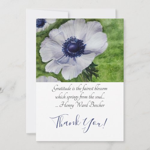 White Anemone Flower Thank You Card