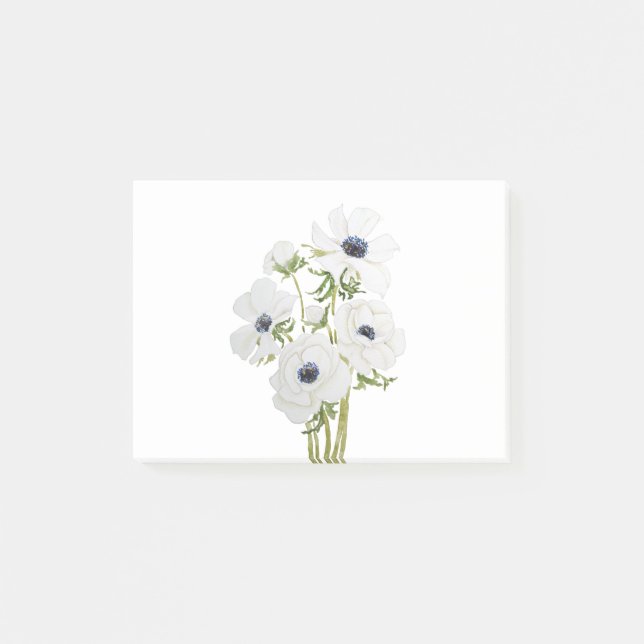 white anemone flower  watercolor painting post-it notes (Front)