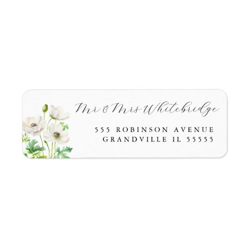 White Anemone flowers Label