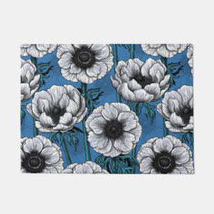 White anemone garden doormat