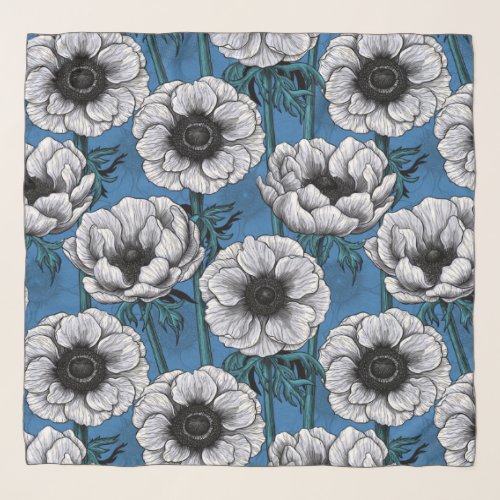 White anemone garden scarf