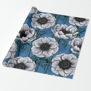 White anemone garden wrapping paper