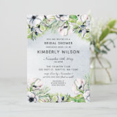 White Anemone Spring Bridal Shower Invitations (Standing Front)