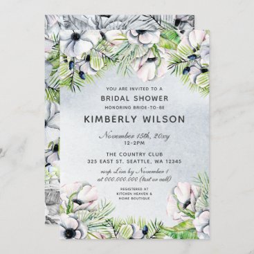 White Anemone Spring Bridal Shower Invitations